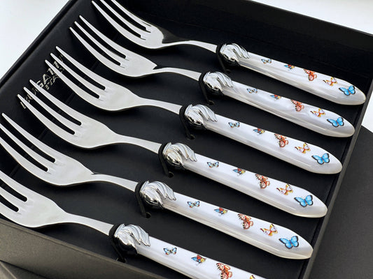 Butterflies Cocktail Forks Set - White