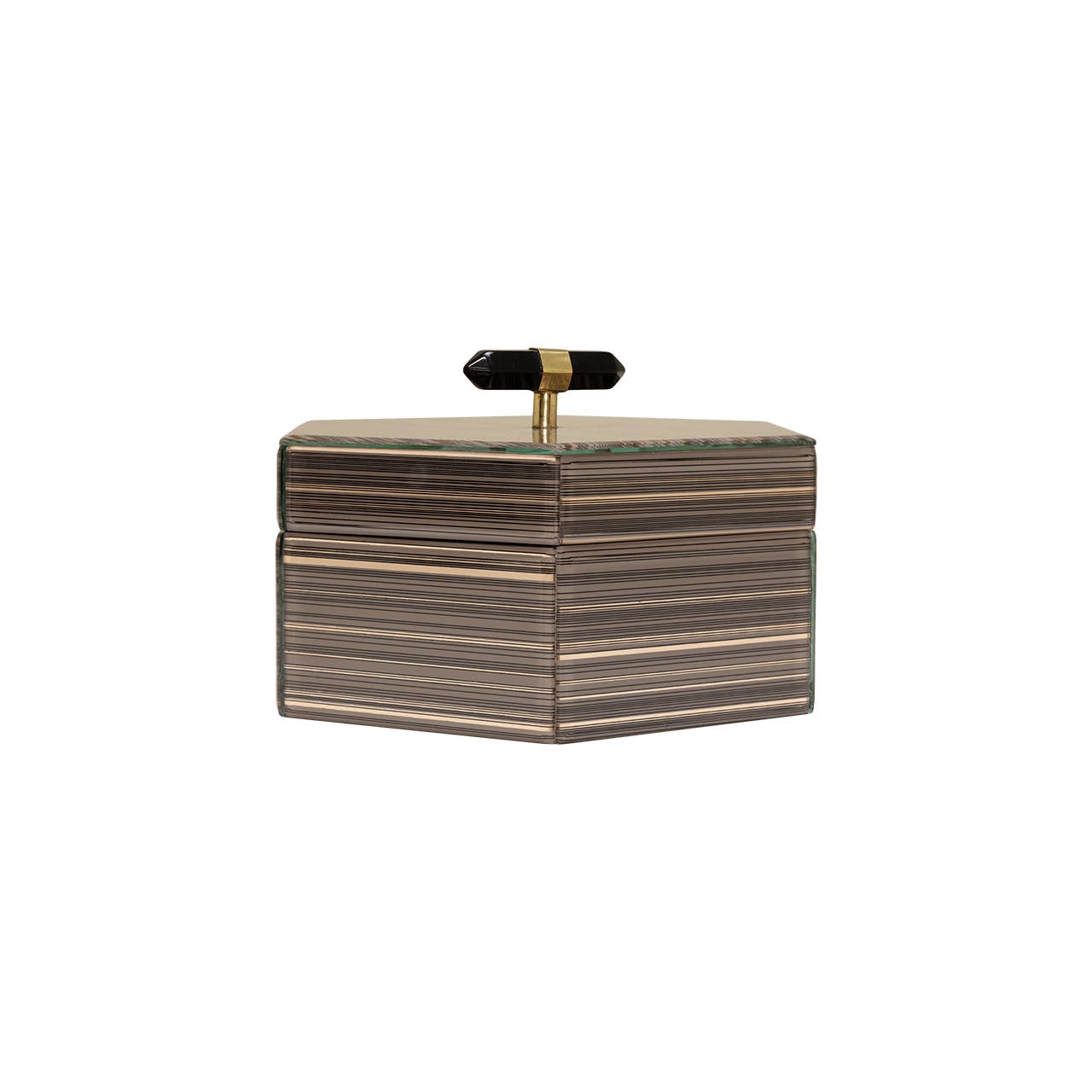 Brown Hexagon Decorative Box, 9"L
