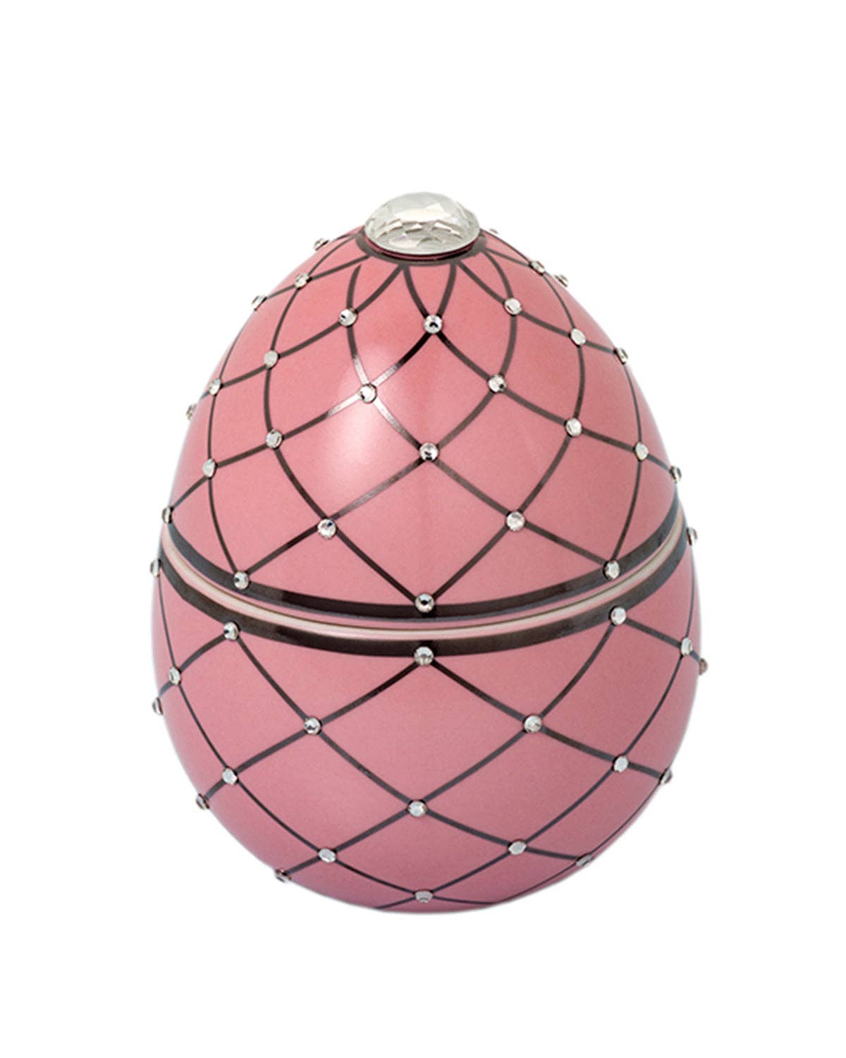 Candle in Ceramic Egg BOIS DE ROUSSIE ROSE SILVER STRIPES