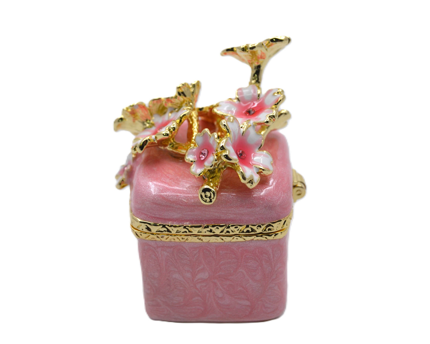 Jeweled Floral Trinket Box. Hand Set Austrian Crystals