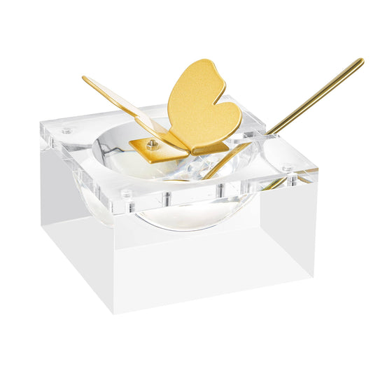 Butterfly Honey Dish with Gold colored Spoon