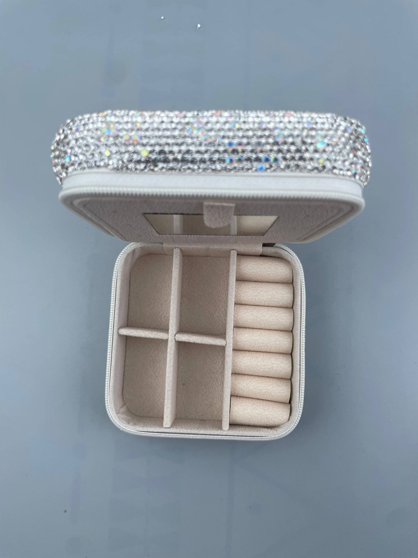 Ceramic Rhinestone Mini Travel Jewelry Box