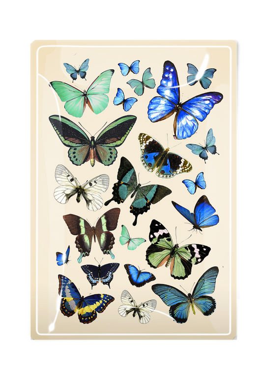 Blue Butterflies Decoupage Glass Tray