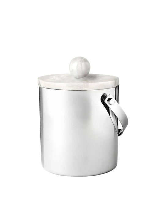 Azure Matte White Resin & Stainless Steel Ice Bucket