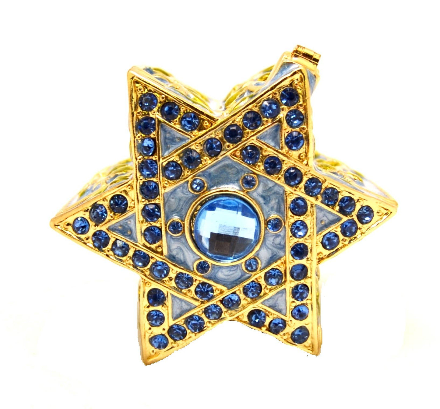 Star of David Trinket Box. Hand Painted Enamel & Swarovski