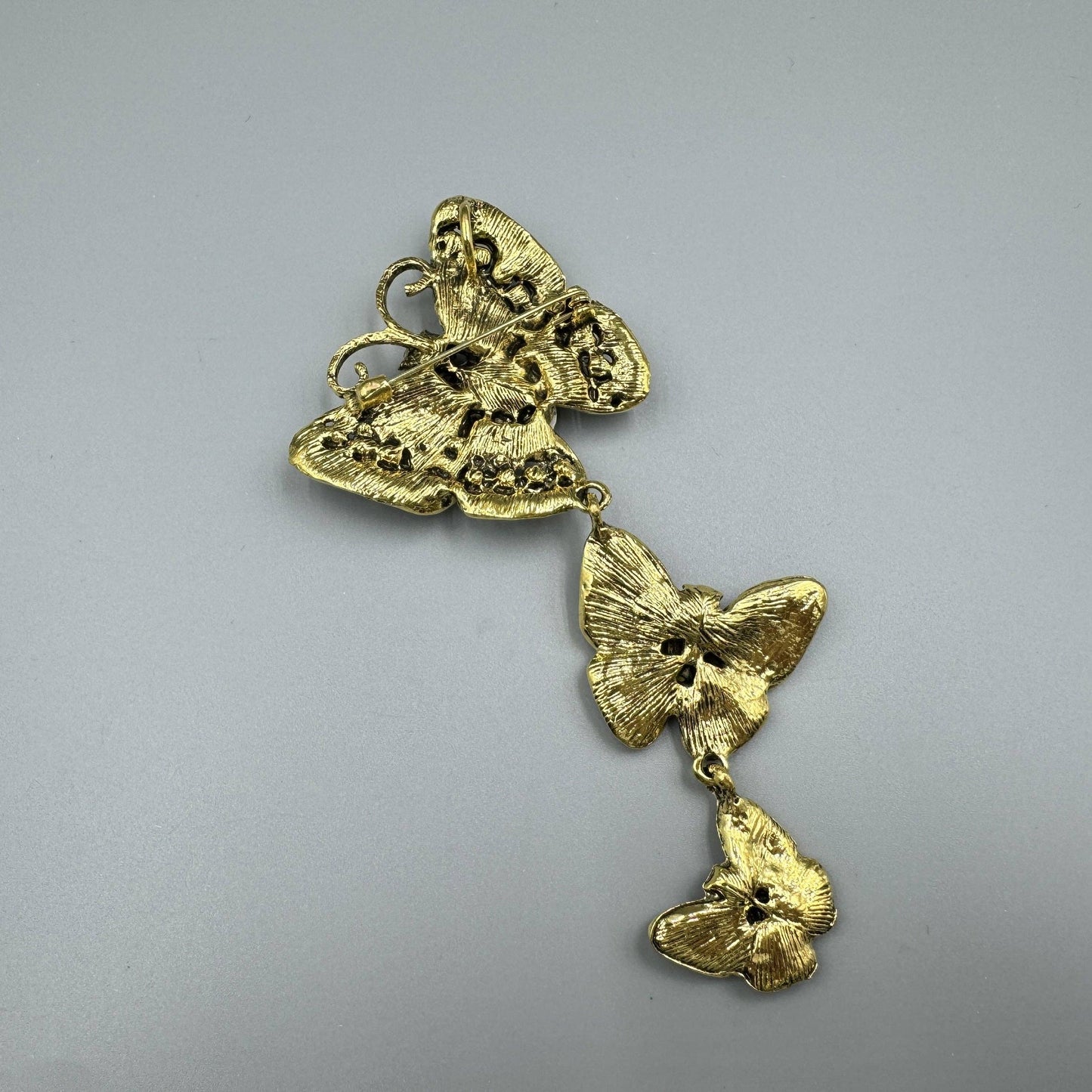 Three Butterflies Crystal Alloy Brooch