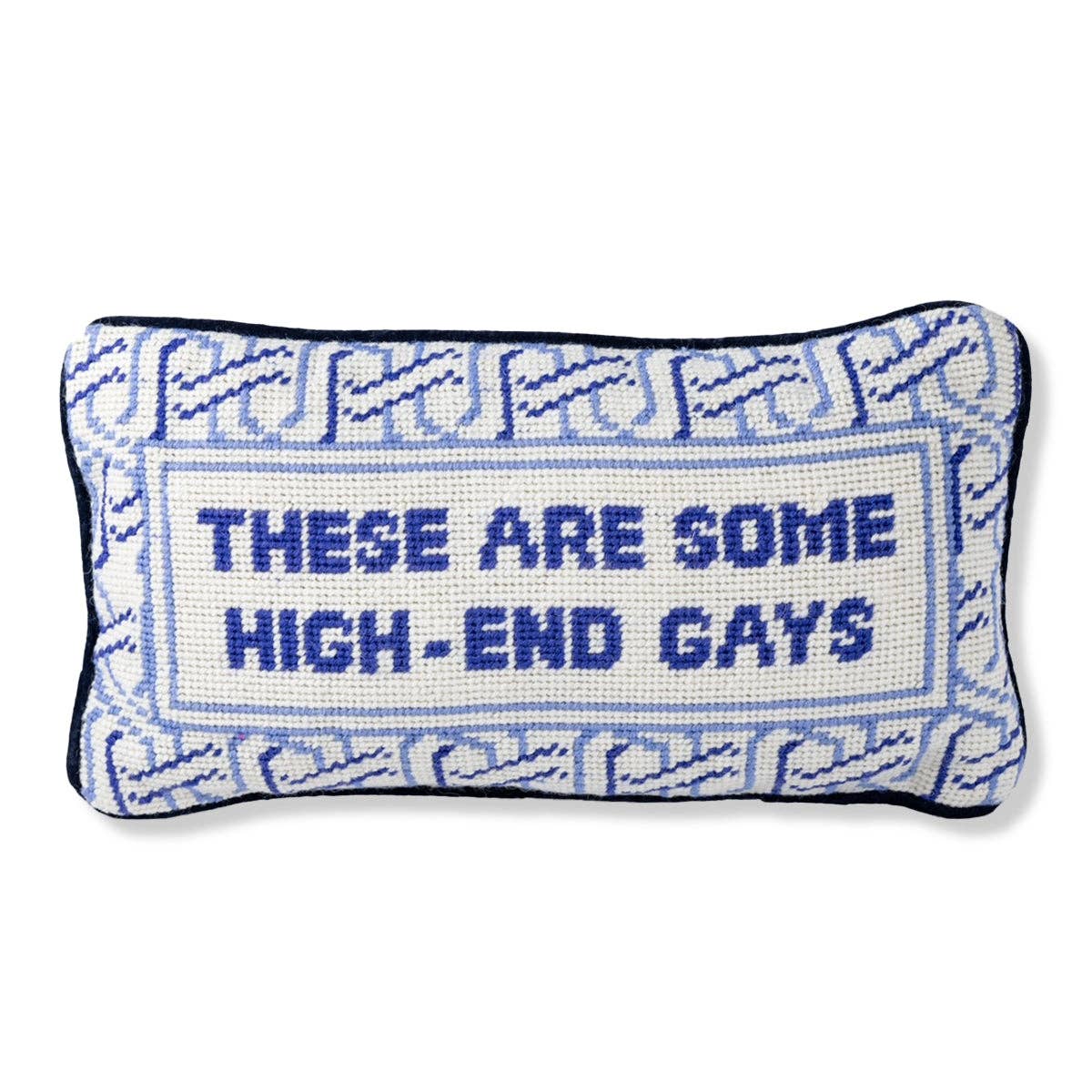 Pillow, 'High-End Gays' Needlepoint - Thumbnail 3