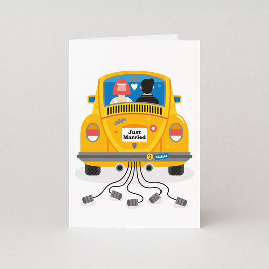 JUST MARRIED VW - 4 x 6 WEDDING CARD