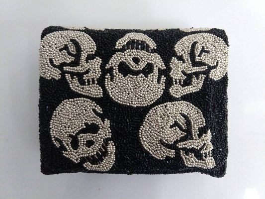 Beaded Skull Clutch Bag
