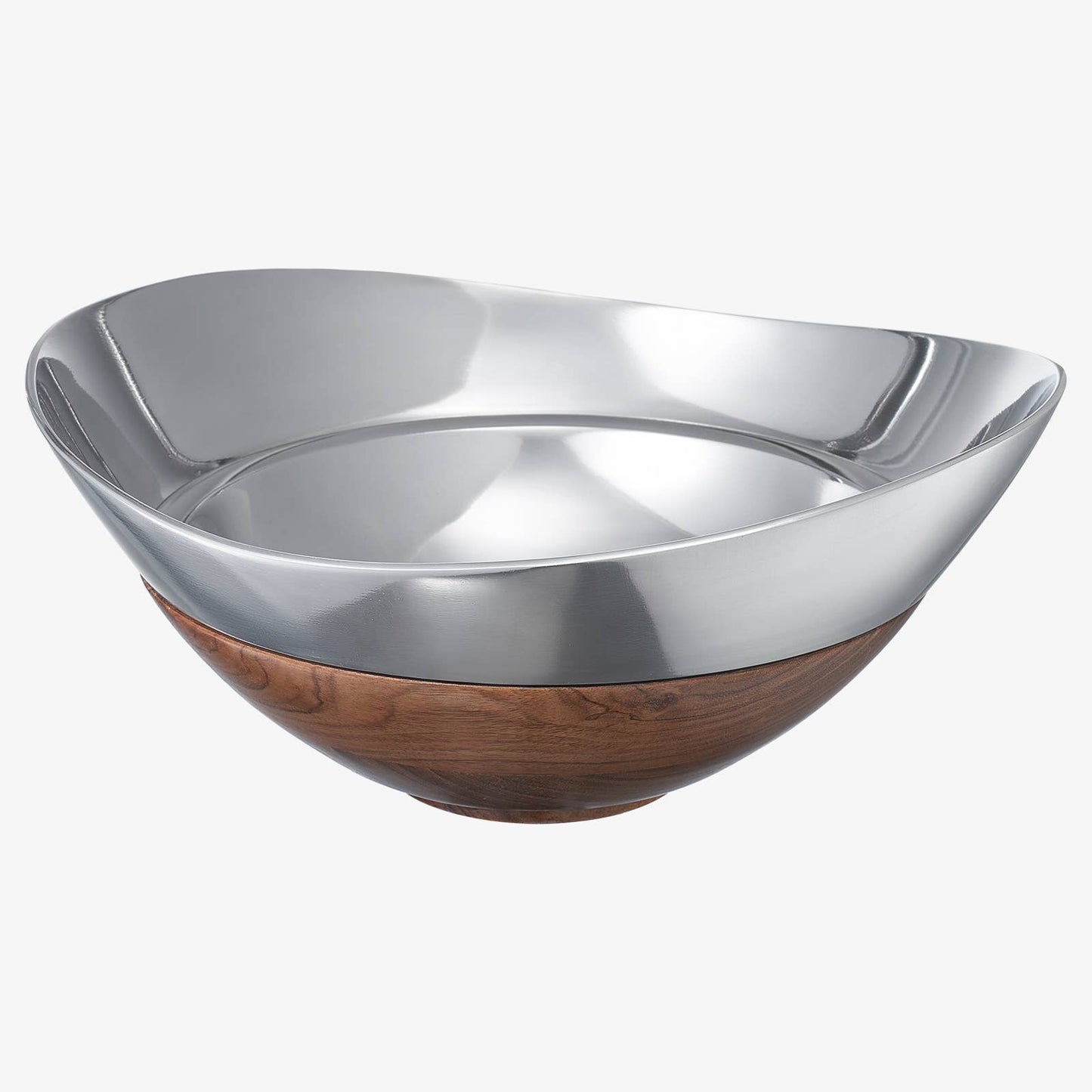 Decorative Acacia Wood & Silver Serving Bowl With Two Server