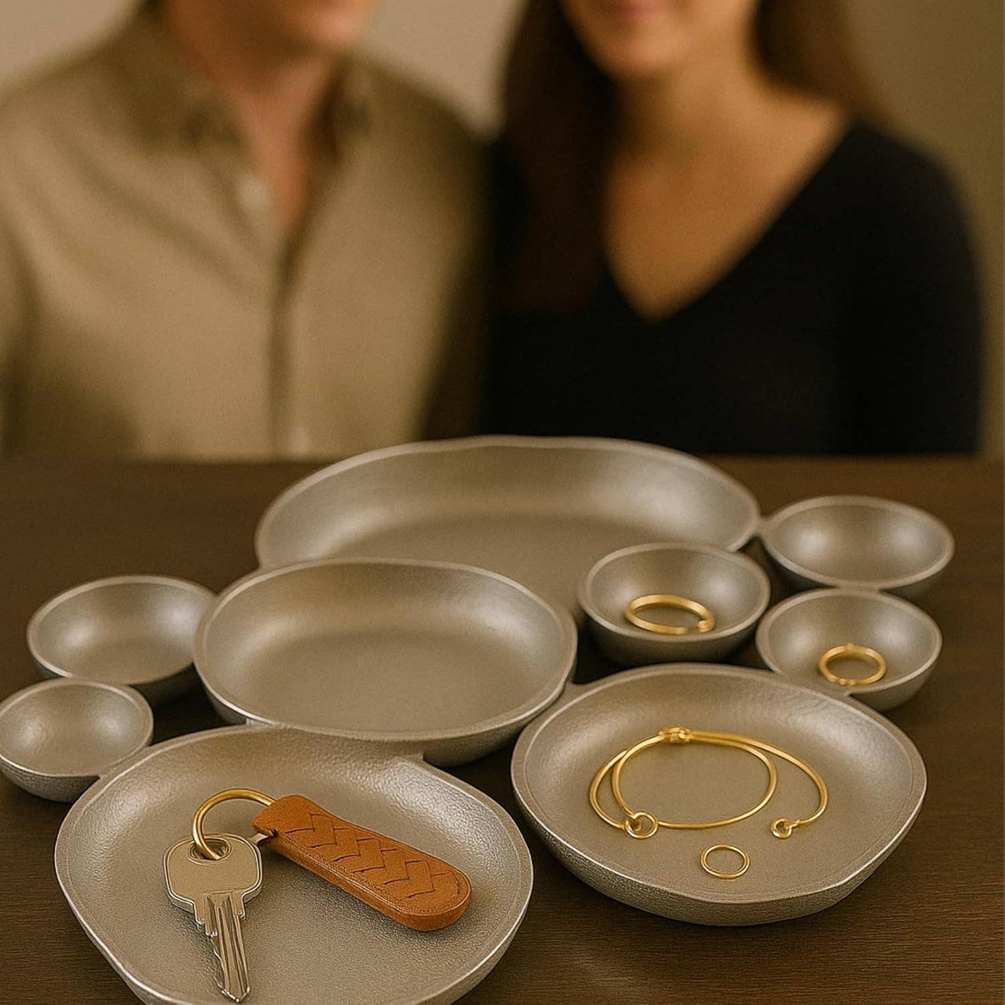 Cluster Decorative Bowls, Bright Silver Brass - Decoration