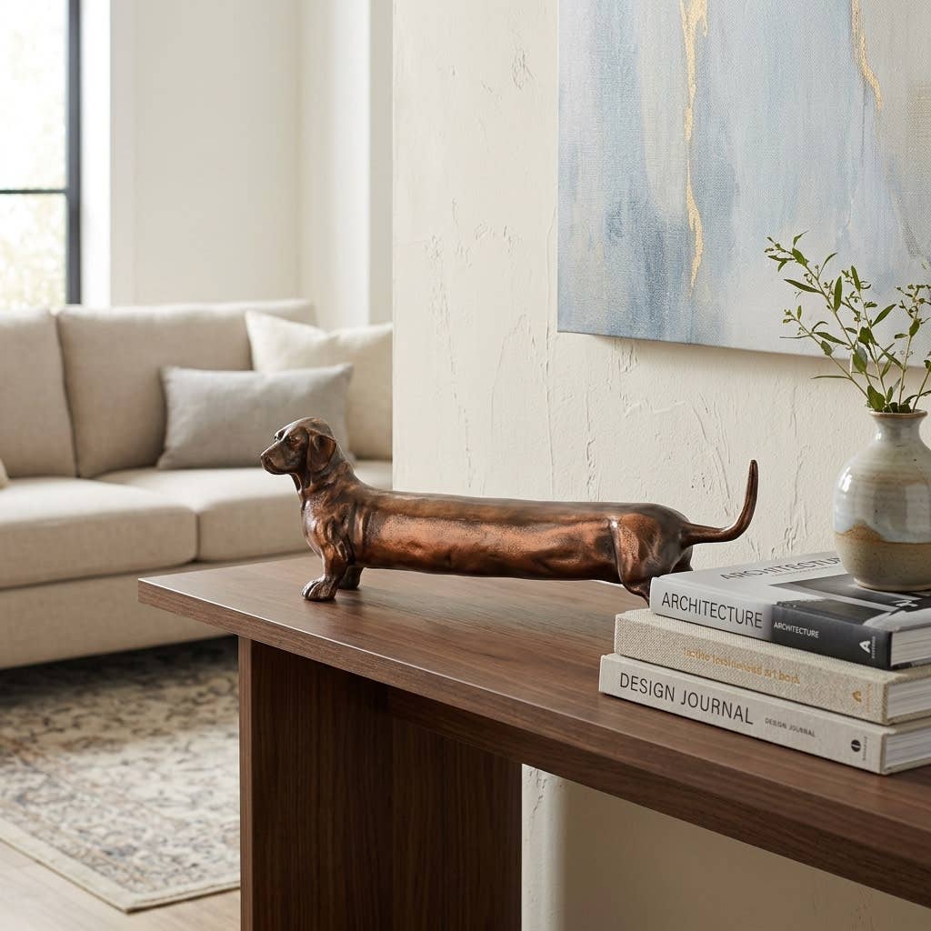 Decorative Figurine - Bronze Metal Dachsund Dog