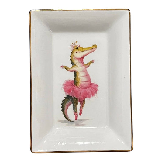Trinket Tray- Crocodile in Pink Tutu