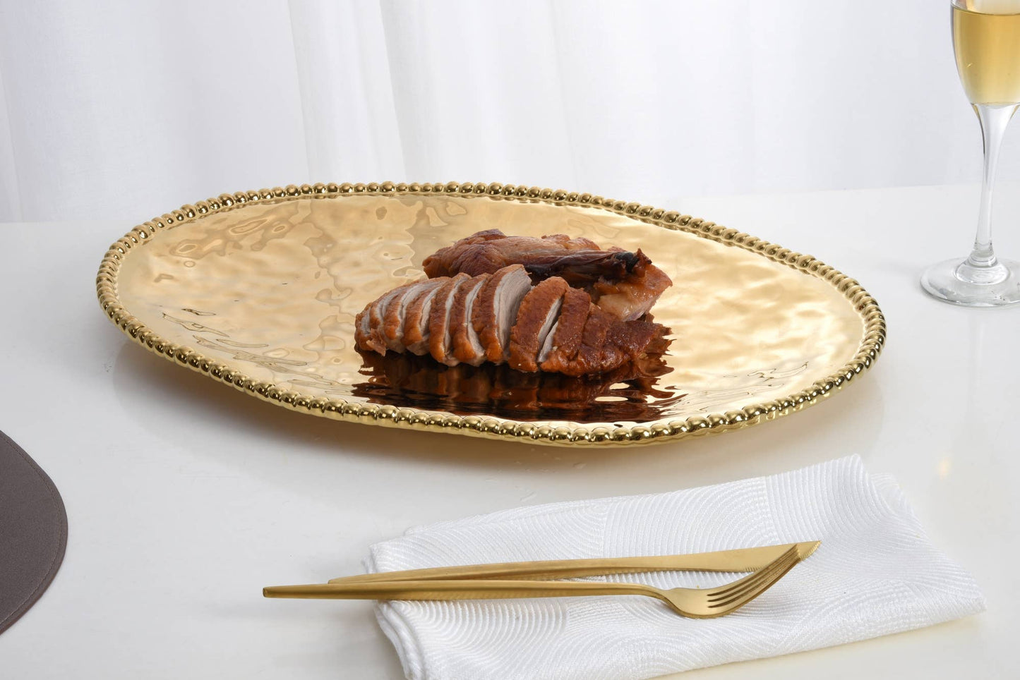 Large Gold Porcelain Oval Platter