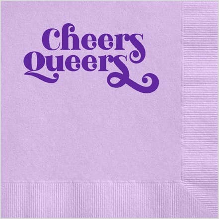 Cheers Queers Purple Foil Cocktail Napkin