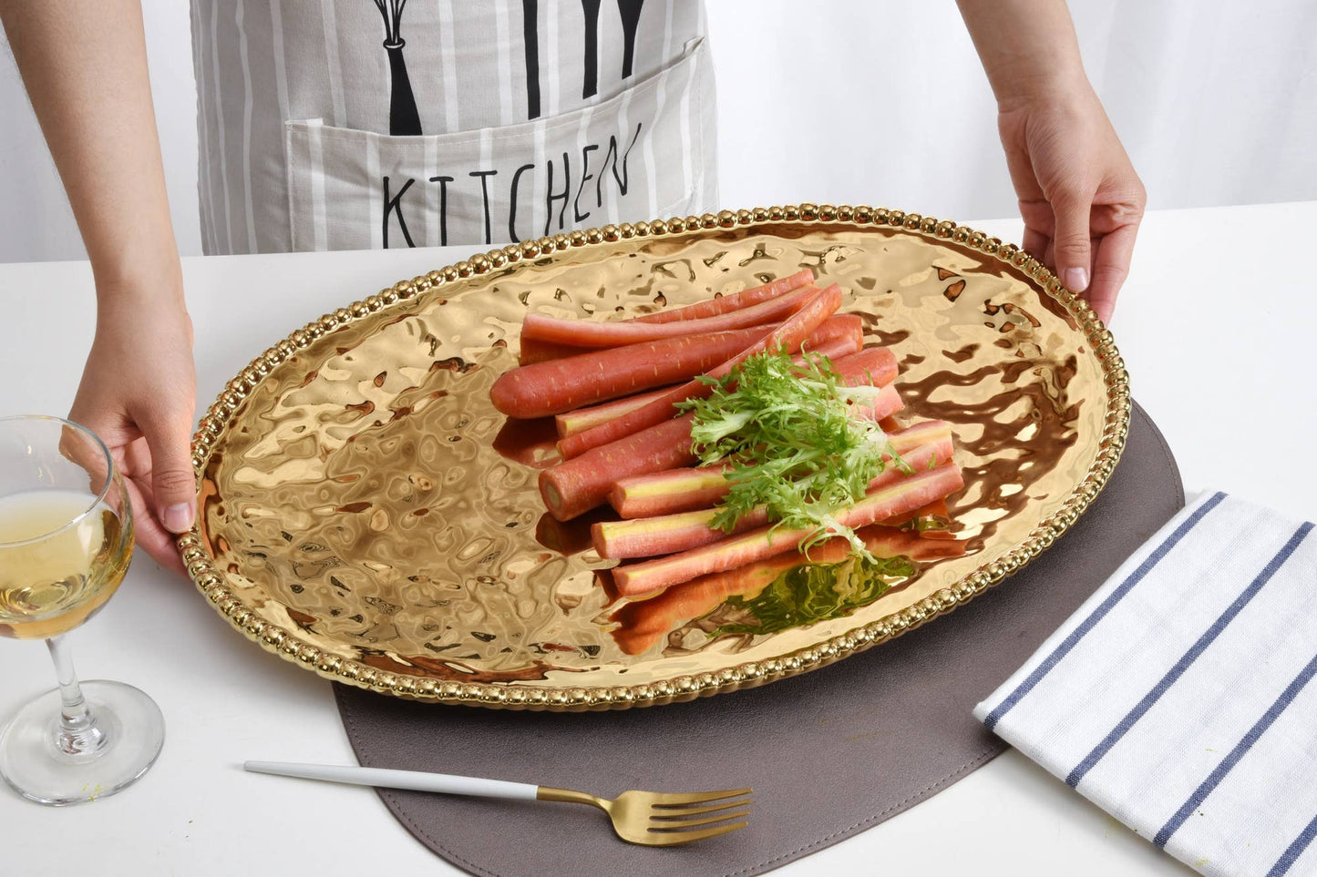 Large Gold Porcelain Oval Platter