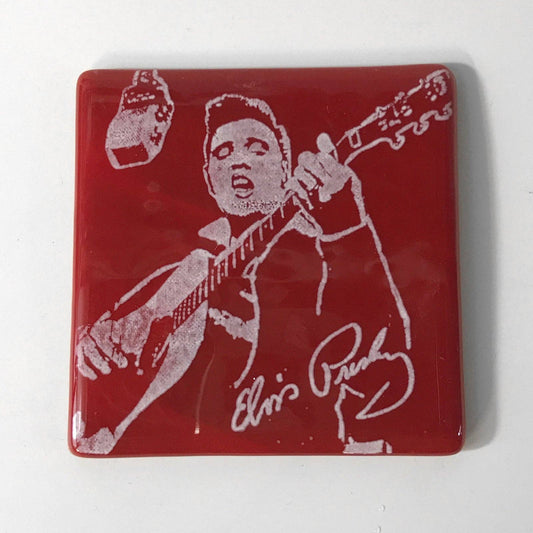 Elvis (Young)  Fused Glass 4" Single Coaster