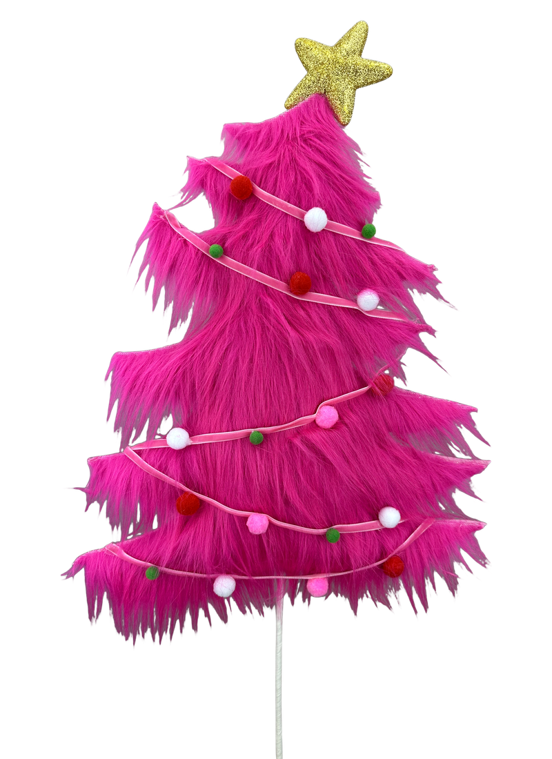 Hot Pink Furry Christmas Tree Spray H28xW12