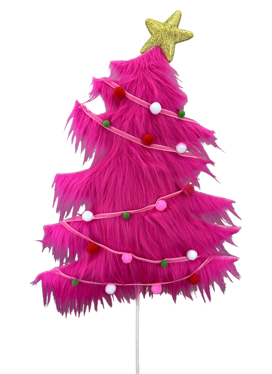 Hot Pink Furry Christmas Tree Spray H28xW12