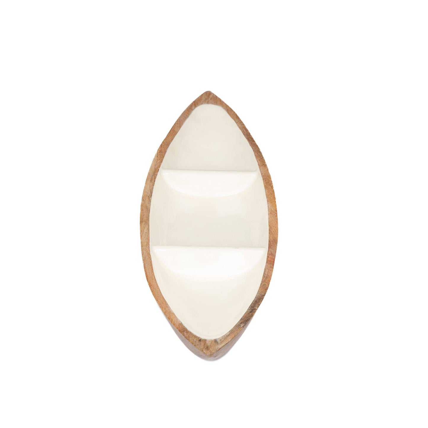 "Our Boat" Statement Platter - Mango Wood & White Enamel