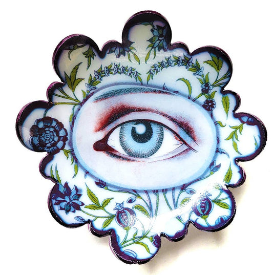 EYE OF FLORA  -Hand made glass Trinket dish