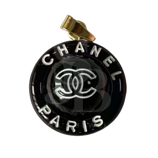 CHANEL Charm Zipper Pull Resin Black Round 18mm