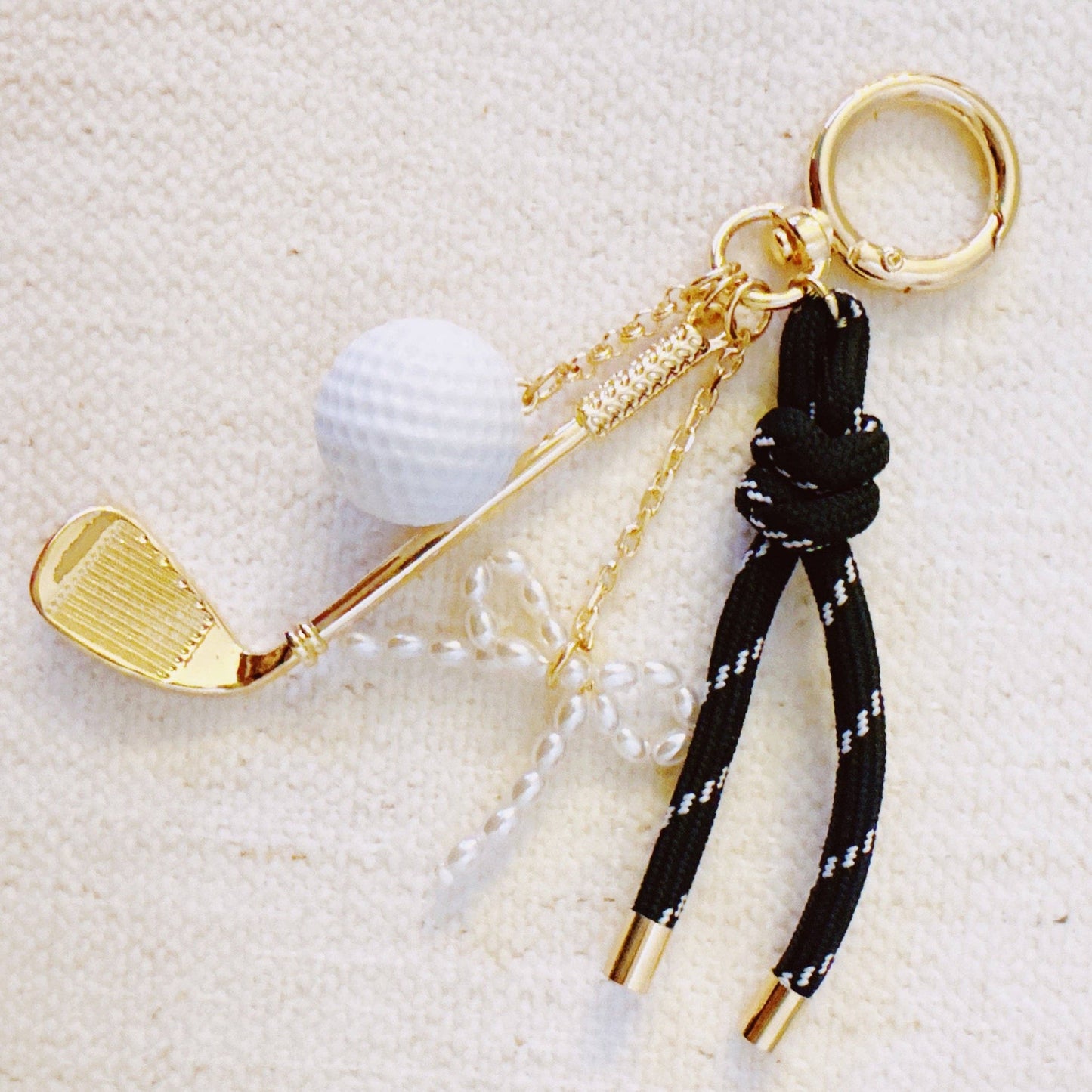 Par Tee Golf Bag Charm – Chic Gold & Forest Green Accent with Golf Club and Ball Charms
