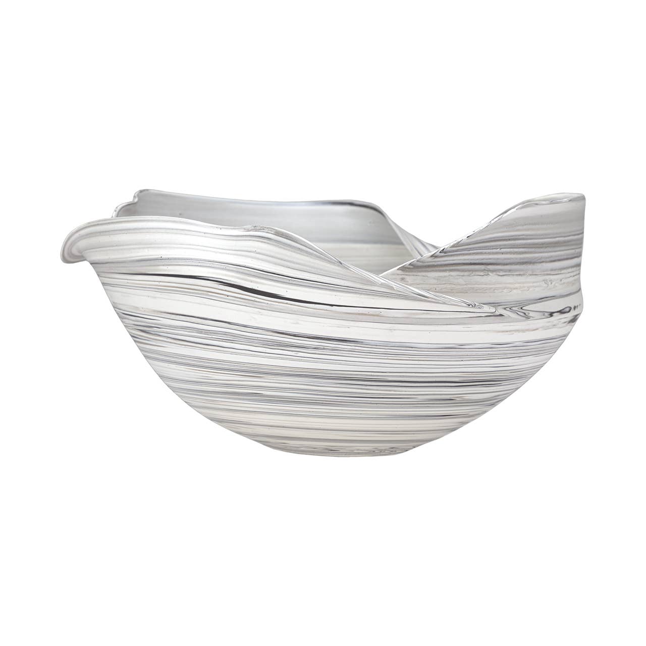 Large Ceramic Swirled Decorative Bowl, 7.5"h