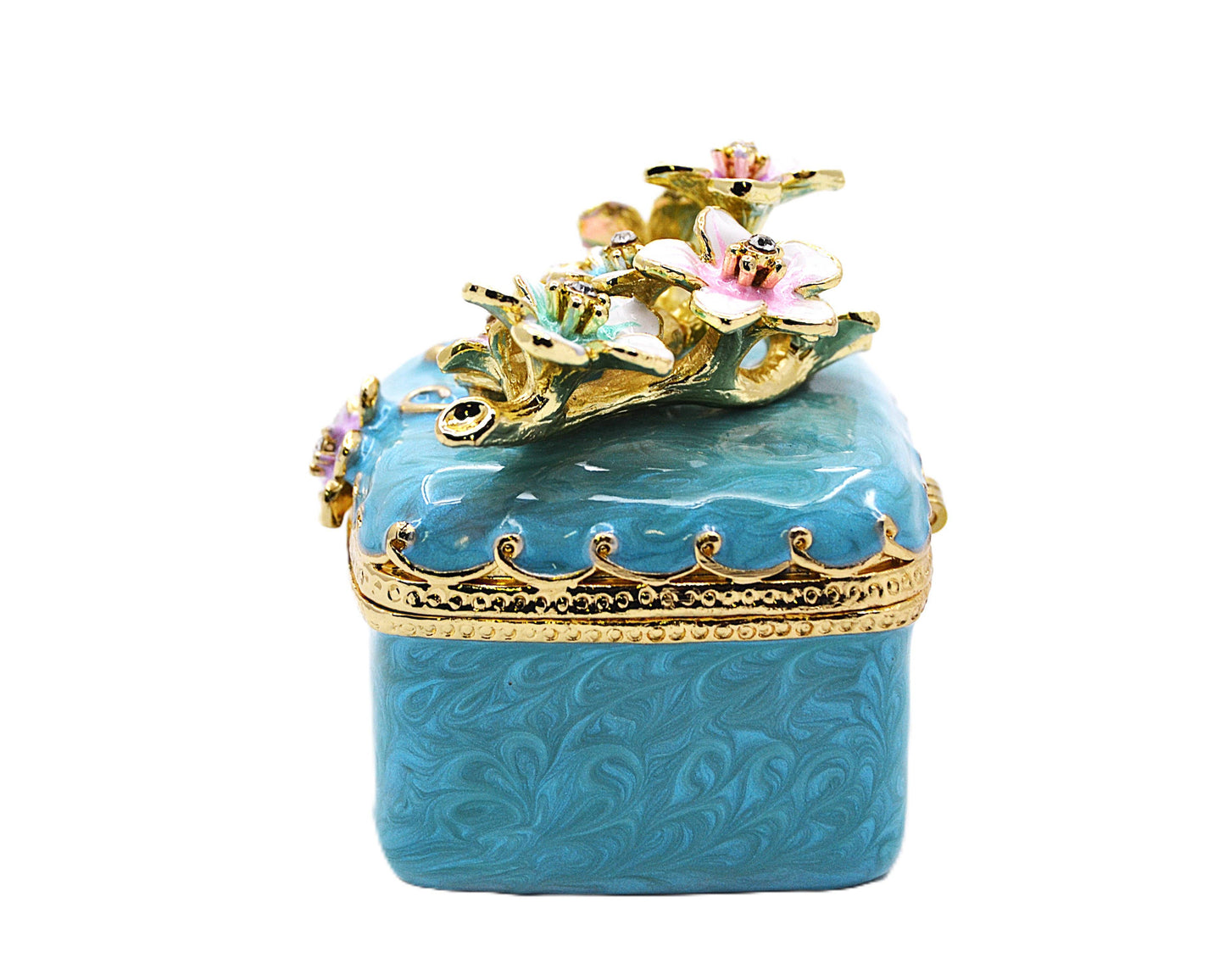 Decorative Cherry Blossom Flower Trinket Box. Hand Crafted