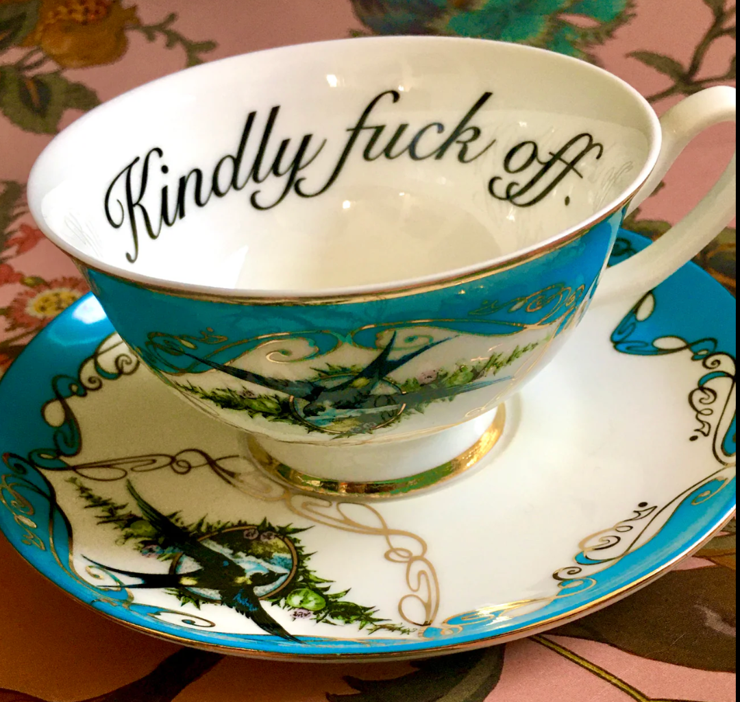 Aqua Havisham Kindly fuck off teacup and saucer