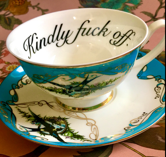 Aqua Havisham Kindly fuck off teacup and saucer