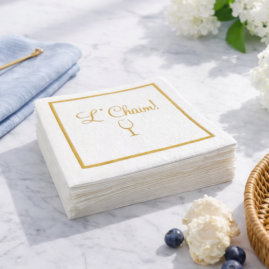 Linen-Feel Cocktail Napkins, L'Chaim