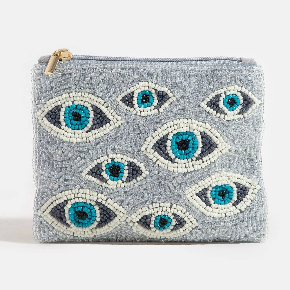 Multi Eye Seed Beaded Coin Purse