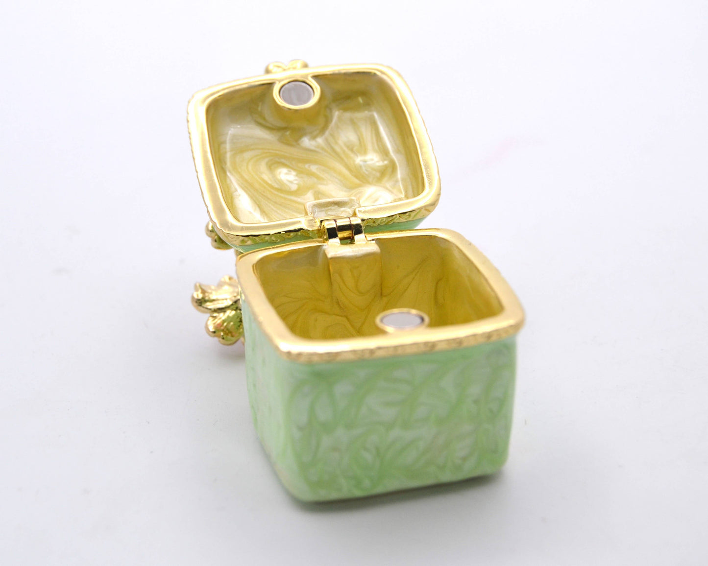 Jeweled Floral Trinket Box. Hand Set Austrian Crystals