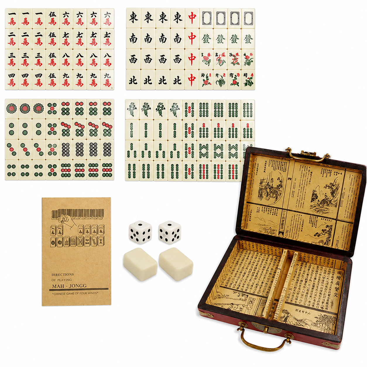 Mini Mahjong Set with Vintage Leather Case