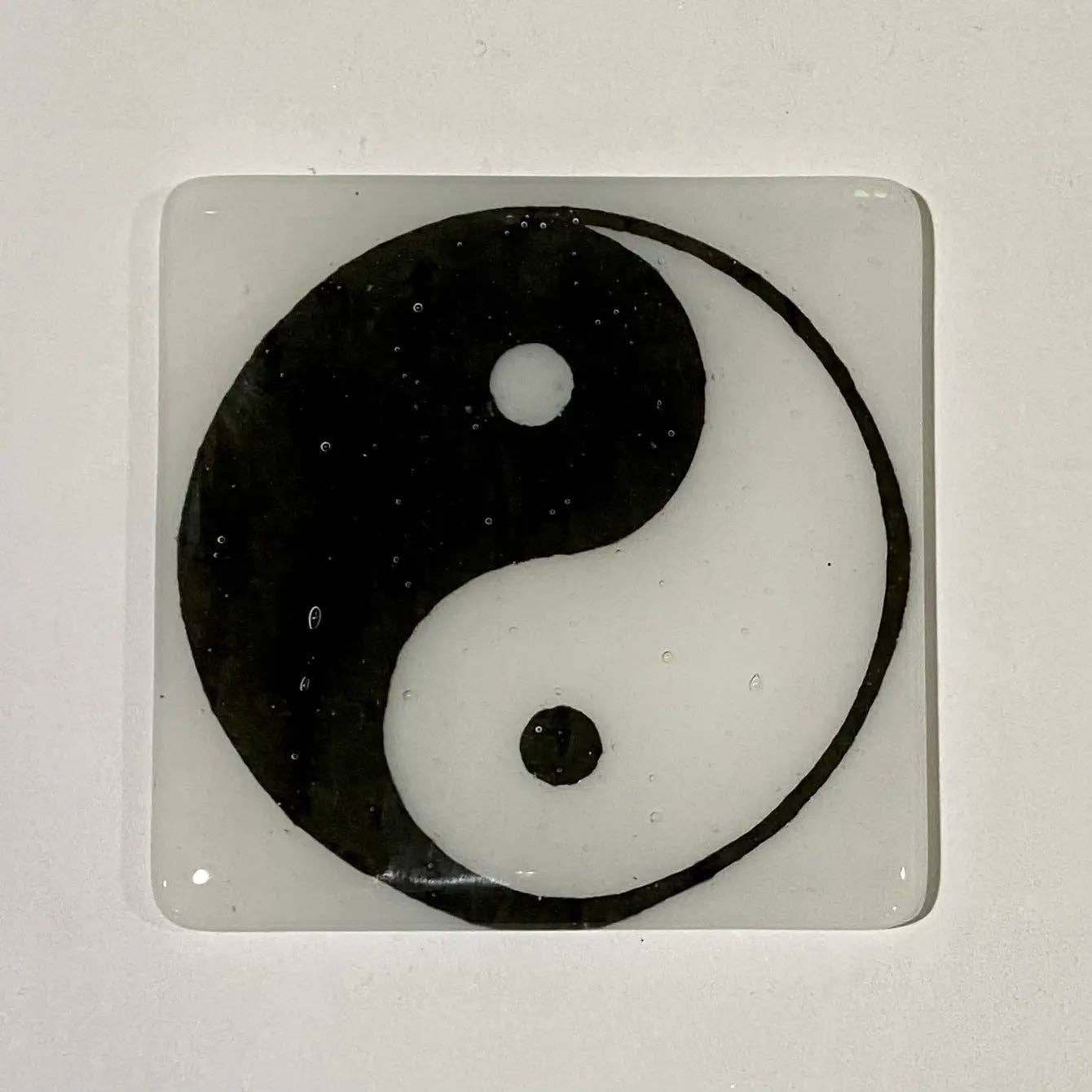 Yin Yang Fused Glass 4" Single Coaster