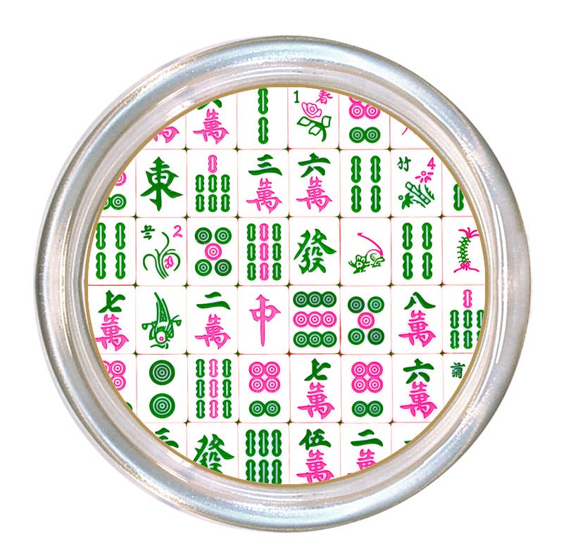 Pink and Green Mahjong Coaster