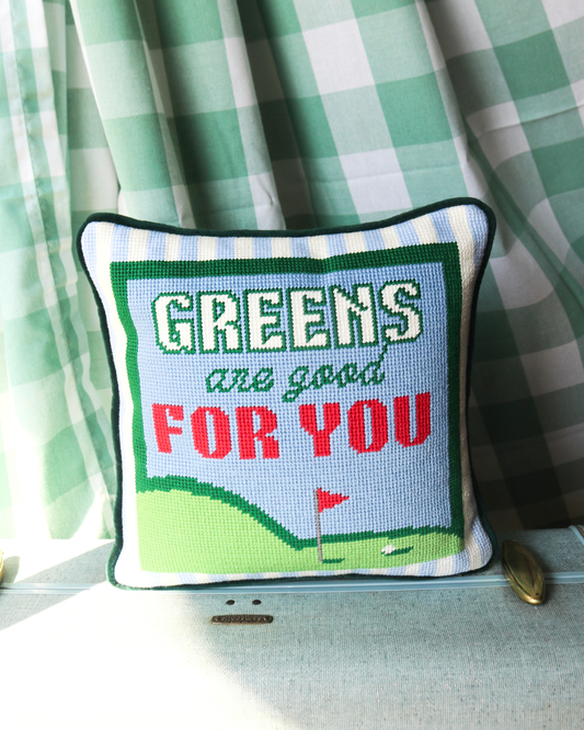 Greens are Good for You Needlepoint Pillow
