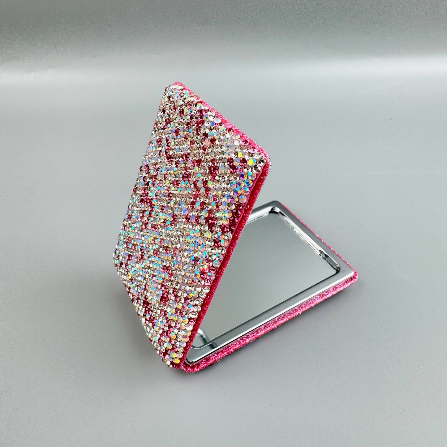 Square Rhinestone Folding Makeup Mirror