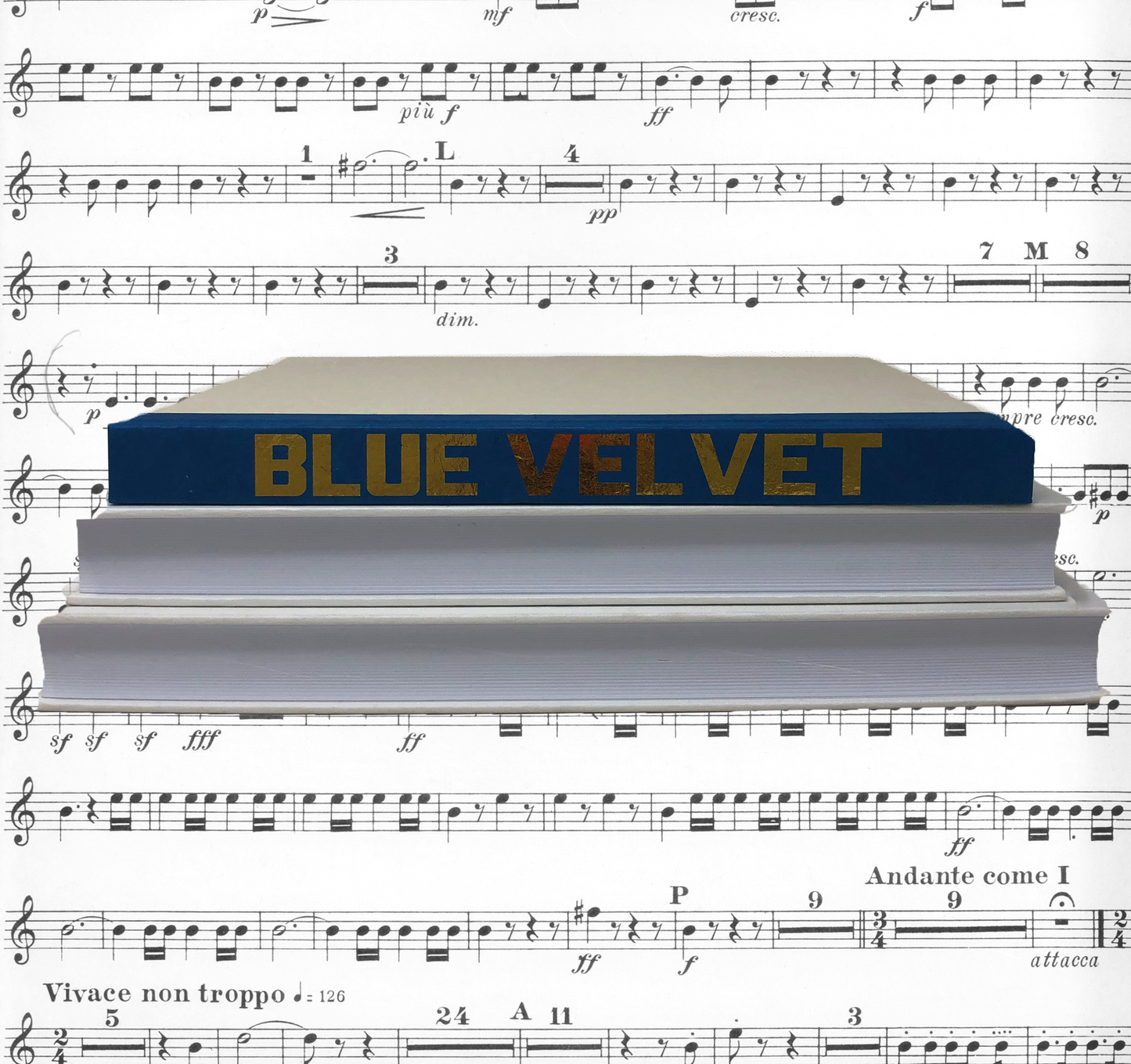 Gold Lettered Song Title Denim Blue/Off-White Cover
