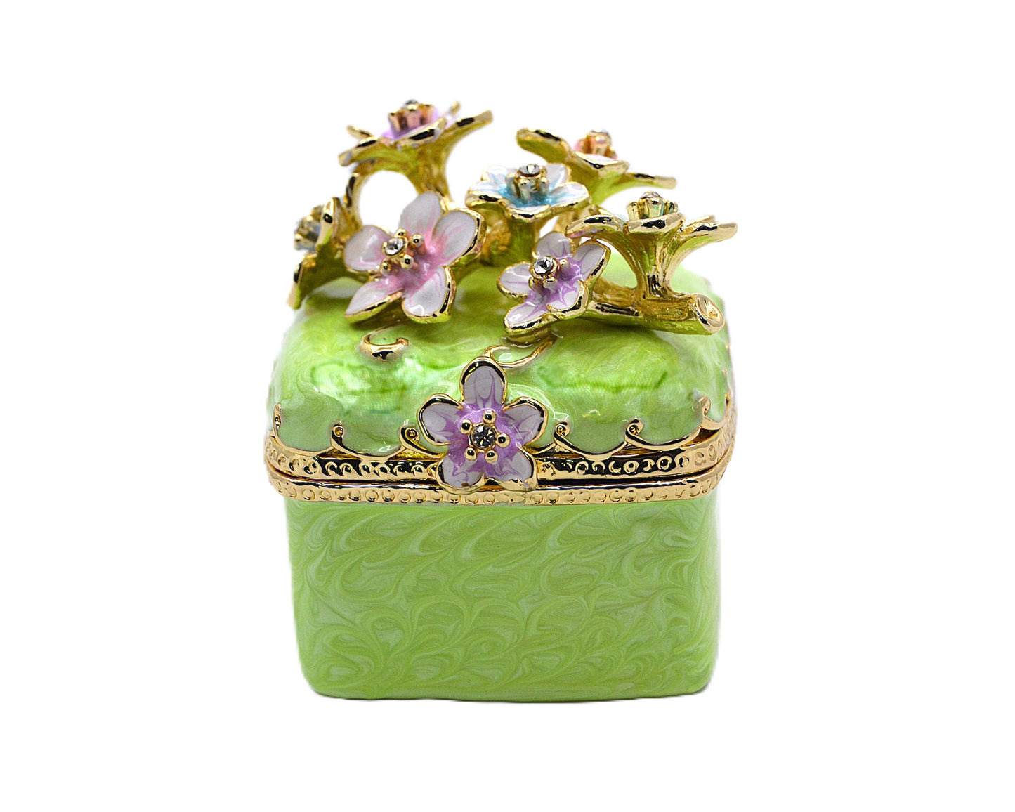 Decorative Cherry Blossom Flower Trinket Box. Hand Crafted