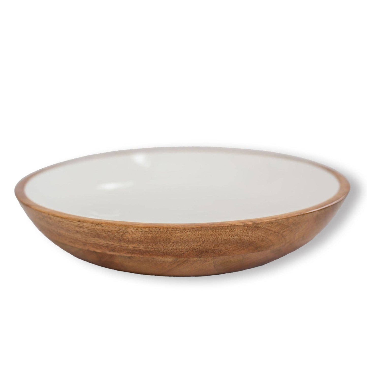 Wood & White Salad Bowl & Servers Set, Large