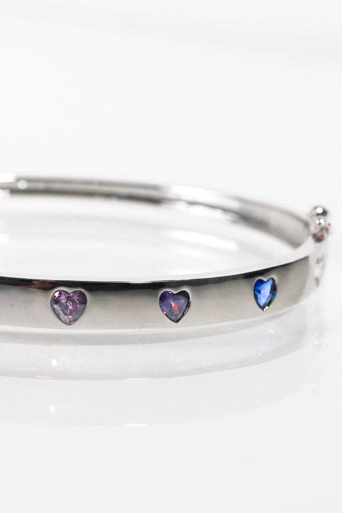 💖 Rainbow Hearts Bangle- Gold or Silver