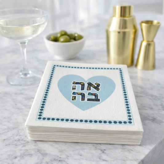 Linen-Feel Cocktail Napkins, Ahava Aqua