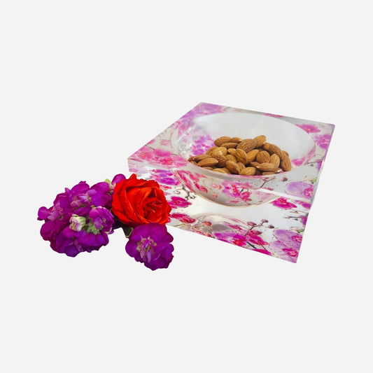 Lucite Candy Dish - Garden Pink
