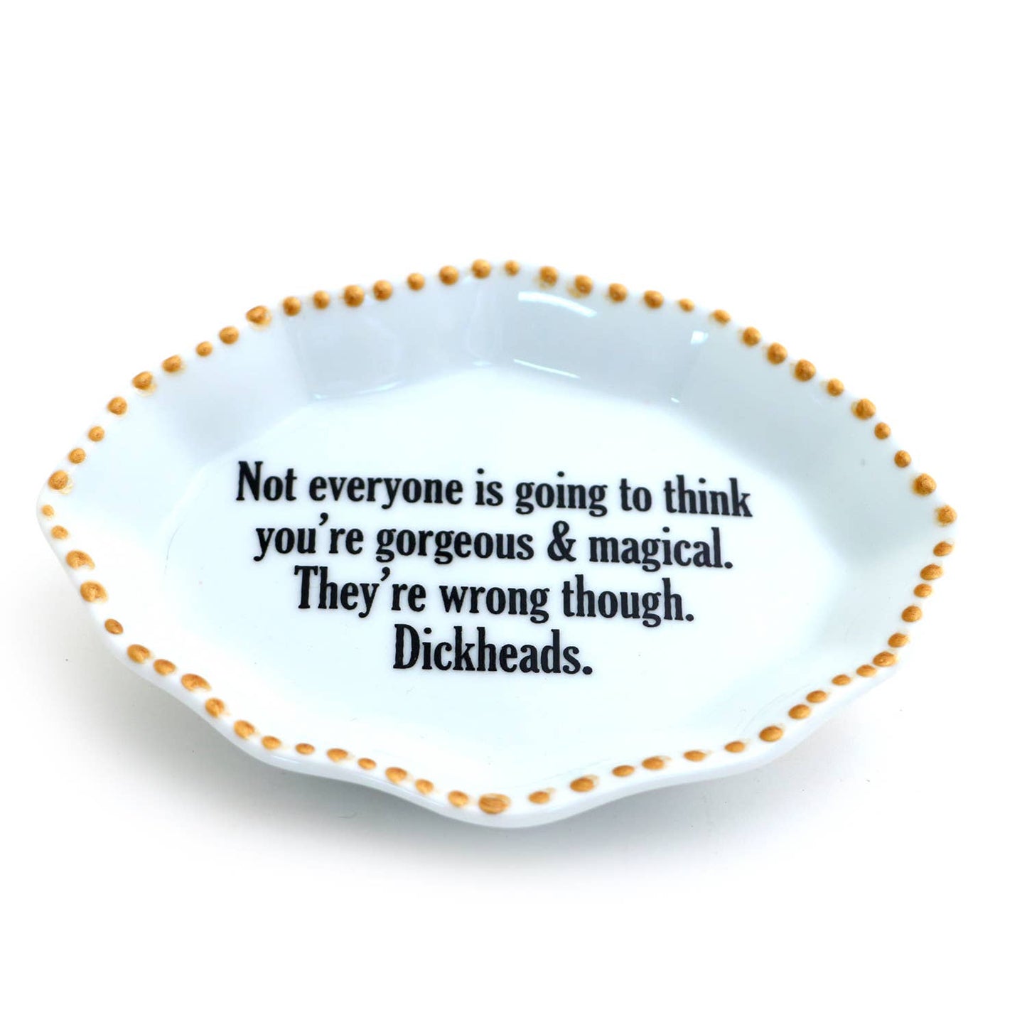 Porcelain oval tray with gold rim, Gorgeous and Magical
