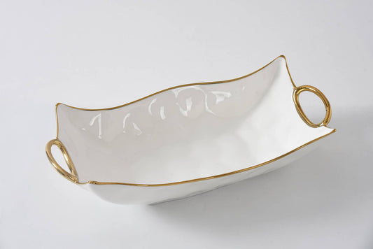 Rectangular White and Gold Centerpiece