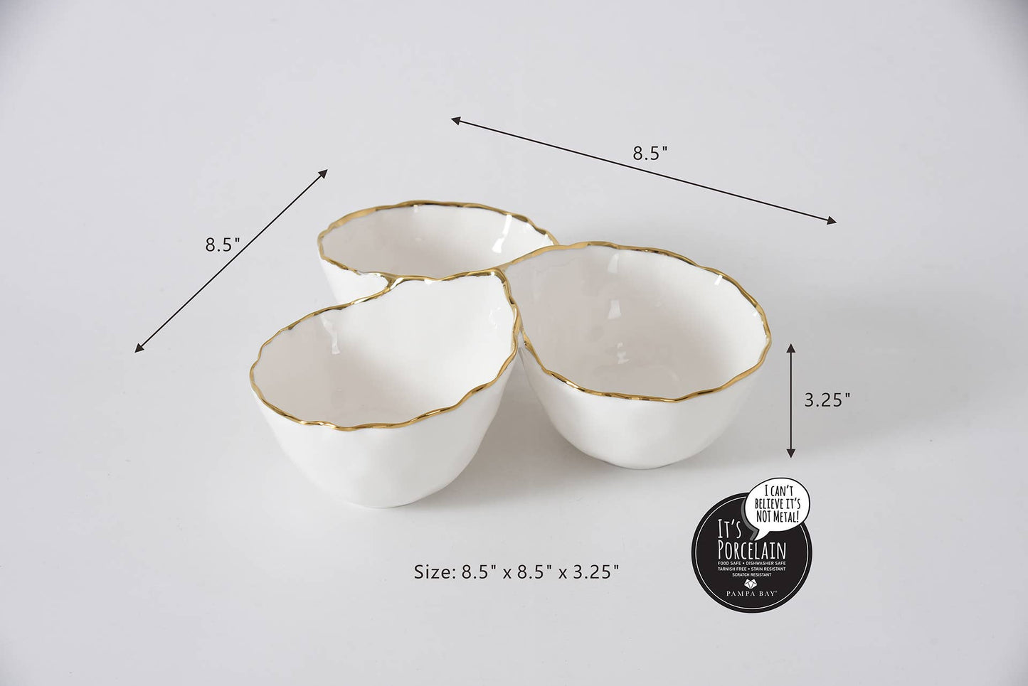 3 Section Server in Porcelain