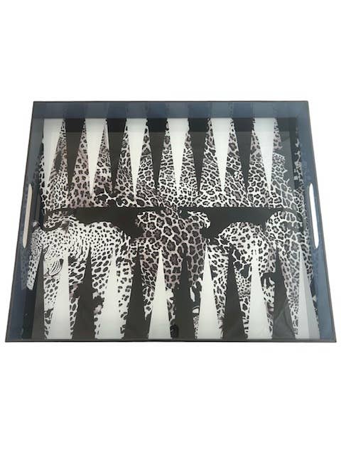 Game - Backgammon Tray - Black Leopard