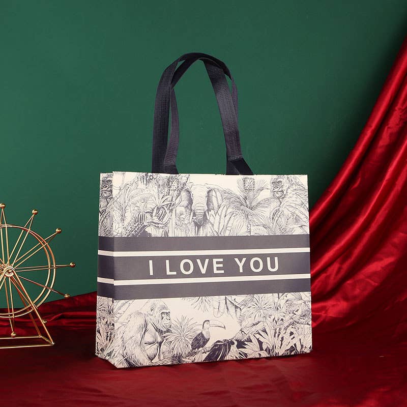 LOVE Black Stripe Jungle Non-woven Gift Bag